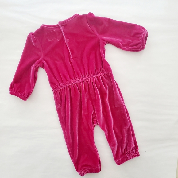 3/$25 Carters pink velvet romper - Picture 2 of 4